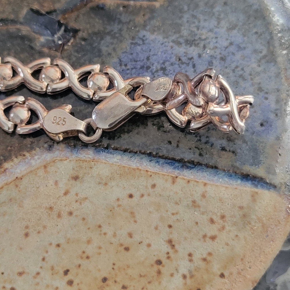 Italian Sterling Silver Chain Bracelet With Lobster Clasp - Picture 6 of 7